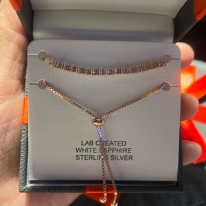 FINAL MARKDOWN 💕003 White Sapphire Sterling Silver Bolo Bracelet.